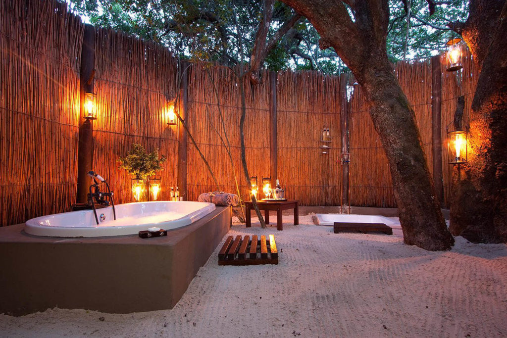 Outdoor bathroom Boma of Kosi Forest Lodge, situated within the iSimangaliso Wetland Park in KwaZulu-Natal